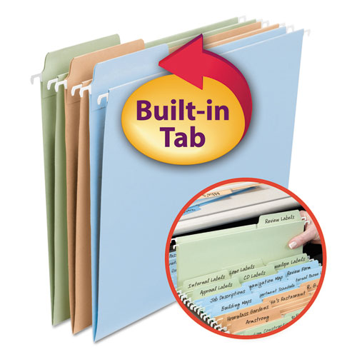 Fastab Hanging Folders, Letter Size, 1-3-cut Tab, Assorted, 18-box
