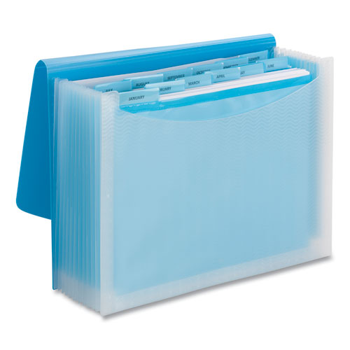 Poly Expanding File, 12 Sections, Letter Size, Teal-clear