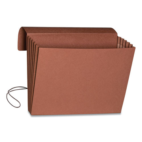 Extra-wide Expanding Wallets W- Elastic Cord, 5.25" Expansion, 1 Section, Letter Size, Redrope