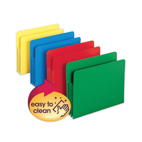 Poly Drop Front File Pockets, 3.5" Expansion, 4 Sections, Letter Size, Assorted, 4-box