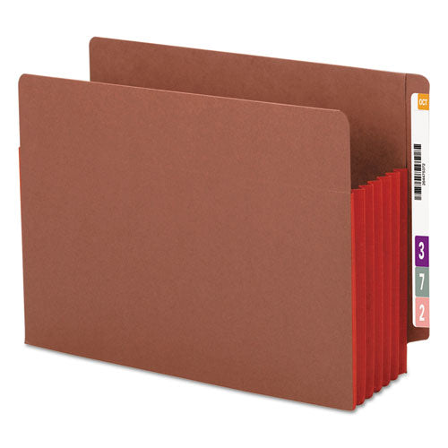 Redrope Drop-front End Tab File Pockets, Fully Lined 6.5" High Gussets, 5.25" Expansion, Letter Size, Redrope-red, 10-box