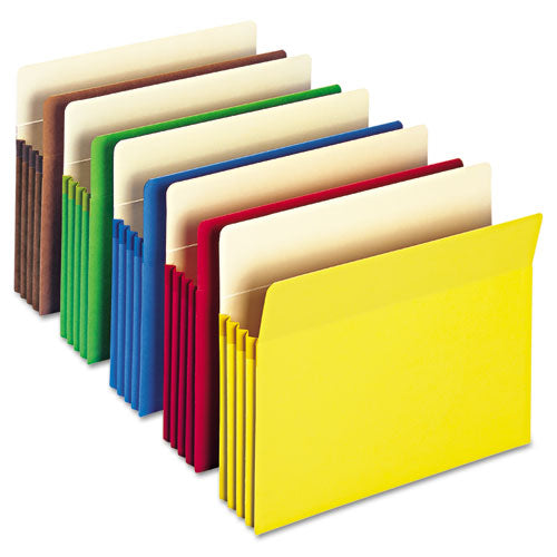 Colored File Pockets, 5.25" Expansion, Letter Size, Assorted Colors, 5-box