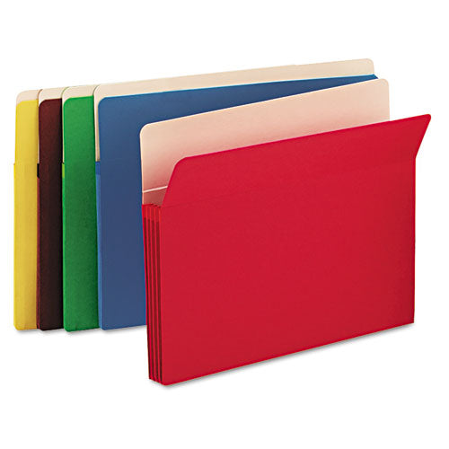 Colored File Pockets, 3.5" Expansion, Letter Size, Assorted Colors, 25-box
