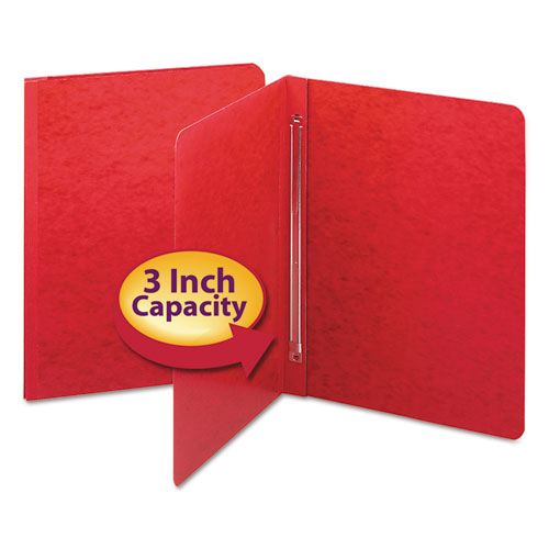 Side Opening Premium Pressboard Report Cover, Prong Fastener: 8.5" Center To Center, Letter, Bright Red