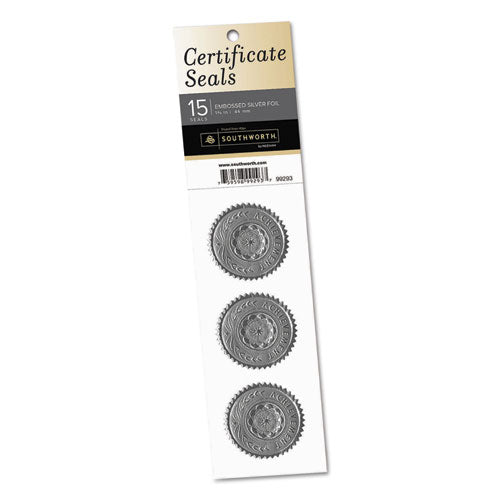 Certificate Seals, 1.75" Dia., Silver, 3-sheet, 5 Sheets-pack