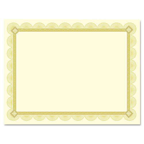 Premium Certificates, 8.5 X 11, Ivory-gold With Fleur Gold Foil Border, 15-pack