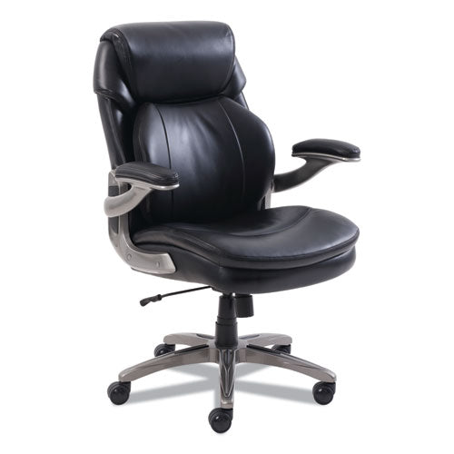 Cosset Mid-back Executive Chair, Supports Up To 275 Lb, 18.5" To 21.5" Seat Height, Black Seat-back, Slate Base