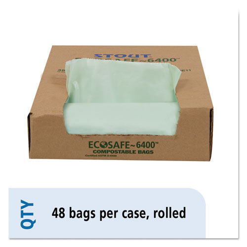 Ecosafe-6400 Bags, 30 Gal, 1.1 Mil, 30" X 39", Green, 48-box