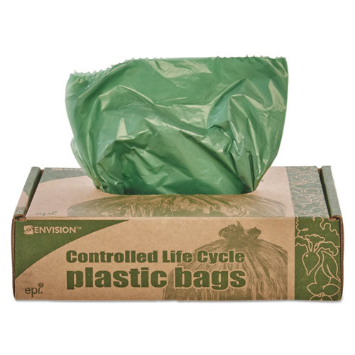 Controlled Life-cycle Plastic Trash Bags, 33 Gal, 1.1 Mil, 33" X 40", Green, 40-box