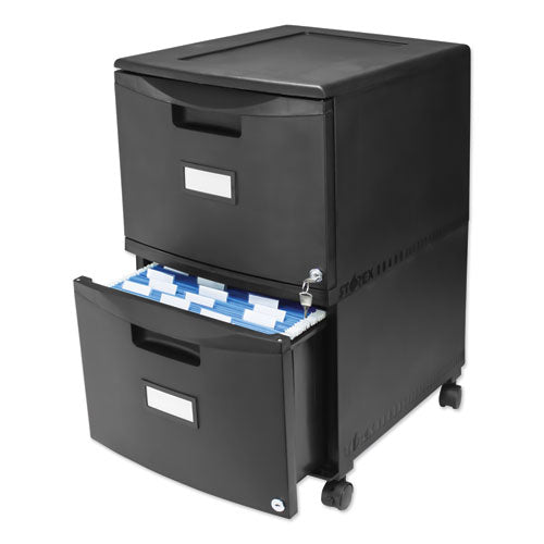 Two-drawer Mobile Filing Cabinet, 2 Legal-letter-size File Drawers, Black, 14.75" X 18.25" X 26"