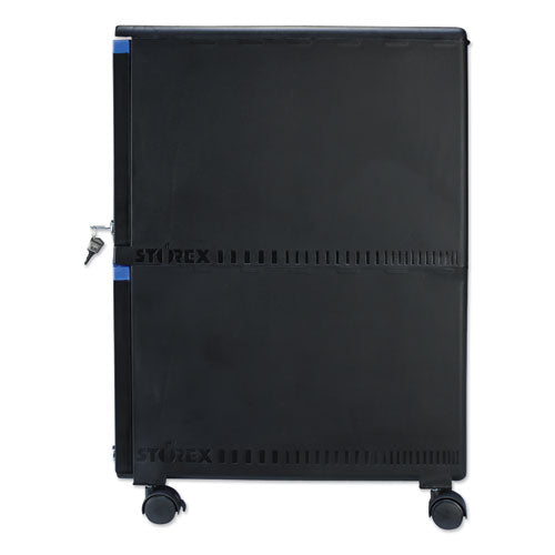 Two-drawer Mobile Filing Cabinet, 2 Legal-letter-size File Drawers, Black-blue, 14.75" X 18.25" X 26"