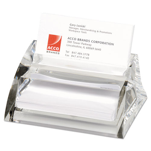 Stratus Acrylic Business Card Holder, Holds 40 3.5 X 2 Cards, 3.5 X 4.5 X 2.25, Clear