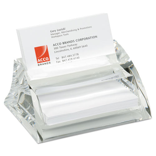 Stratus Acrylic Business Card Holder, Holds 40 3.5 X 2 Cards, 3.5 X 4.5 X 2.25, Clear
