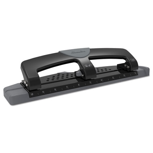 12-sheet Smarttouch Three-hole Punch, 9-32" Holes, Black-gray