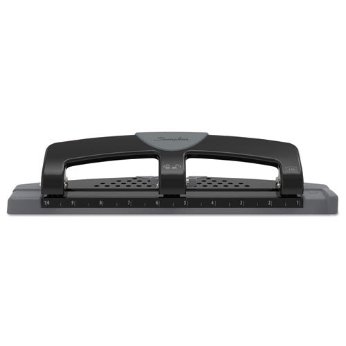 12-sheet Smarttouch Three-hole Punch, 9-32" Holes, Black-gray