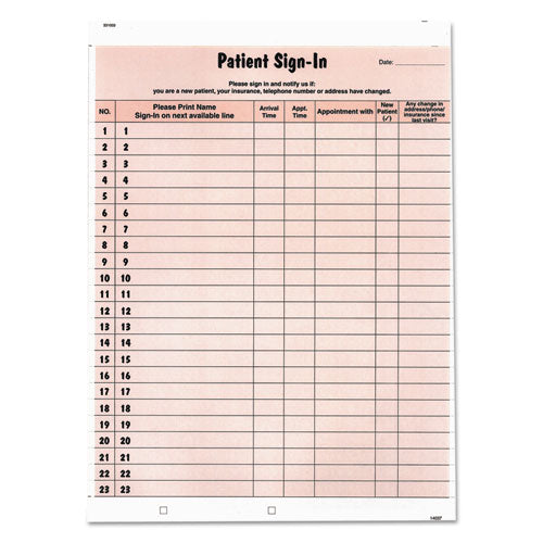 Patient Sign-in Label Forms, 8 1-2 X 11 5-8, 125 Sheets-pack, Salmon