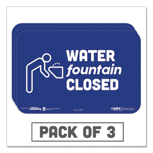 Besafe Messaging Education Wall Signs, 9 X 6,  "water Fountain Closed", 3-pack