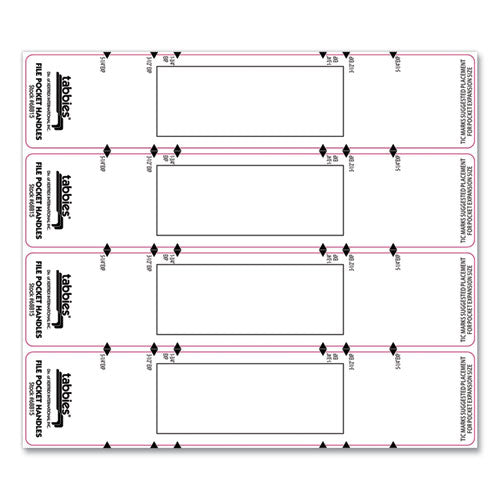 File Pocket Handles, 9.63 X 2, White, 4-sheet, 12 Sheets-pack