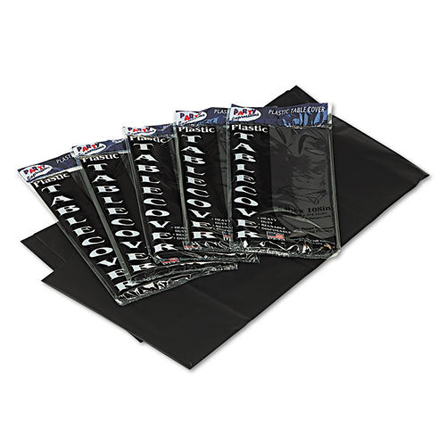 Table Set Rectangular Table Covers, Heavyweight Plastic, 54" X 108", Black, 6-pack