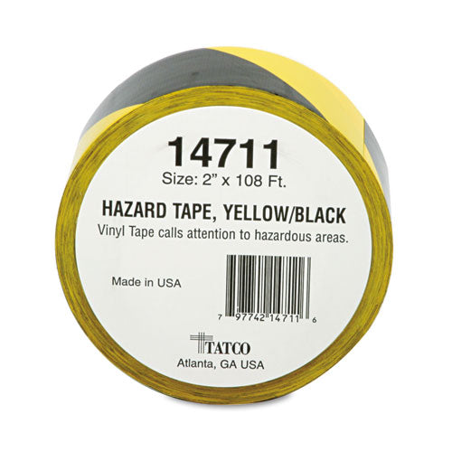 Hazard Marking Aisle Tape, 2" X 108 Ft, Black-yellow