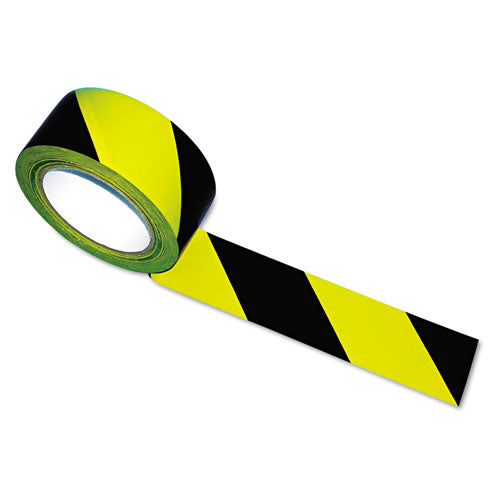 Hazard Marking Aisle Tape, 2" X 108 Ft, Black-yellow