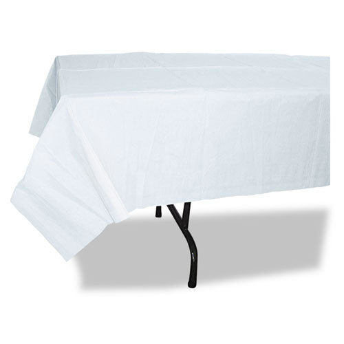 Paper Table Cover, Embossed Paper With Plastic Liner, 54" X 108", White, 20-carton