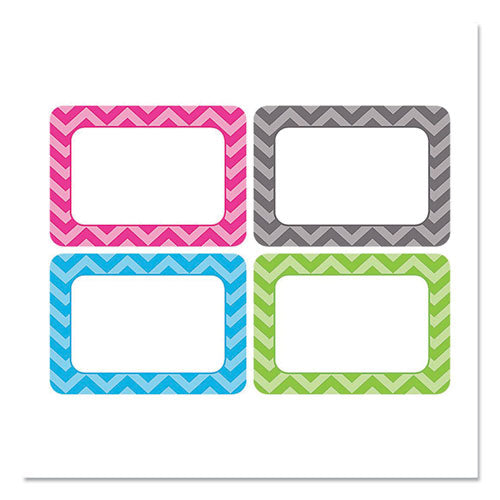 All Grade Self-adhesive Name Tags, 3.5 X 2.5, Chevron Border Design, Assorted Colors, 36-pack