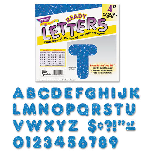 Ready Letters Sparkles Letter Set, Blue Sparkle, 4"h, 71-set