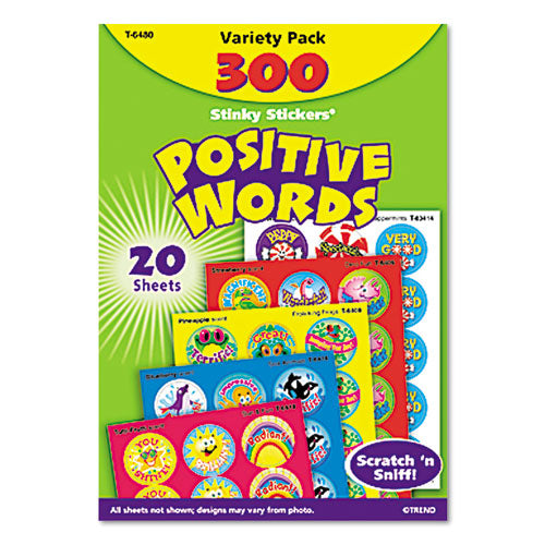 Stinky Stickers Variety Pack, Positive Words, Assorted Colors, 300-pack