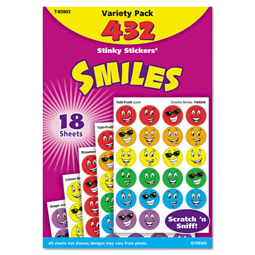 Stinky Stickers Variety Pack, Smiles, Assorted Colors, 432-pack
