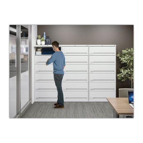 Fixed Shelf Enclosed-format Lateral File For End-tab Folders, 6 Legal-letter File Shelves, Light Gray, 36" X 16.5" X 75.25"