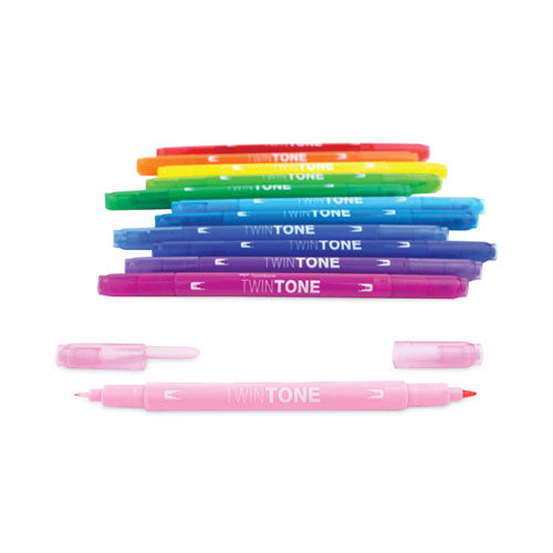 Twintone Dual-tip Markers, Bold-extra-fine Tips, Assorted Colors, Dozen