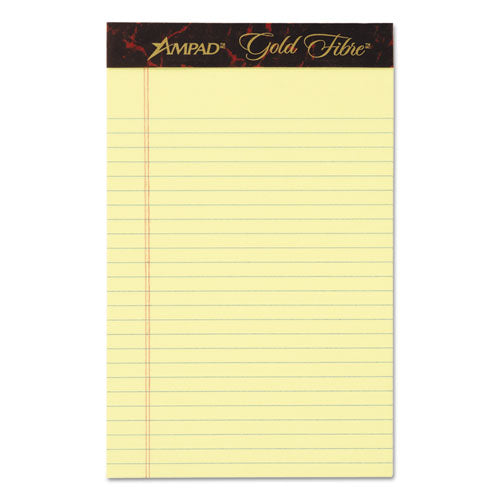 Gold Fibre Quality Writing Pads, Medium-college Rule, 5 X 8, Canary, 50 Sheets, Dozen