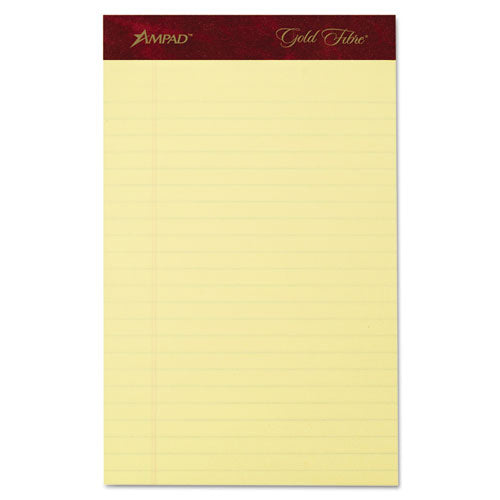 Gold Fibre Writing Pads, Narrow Rule, 5 X 8, Canary, 50 Sheets, 4-pack