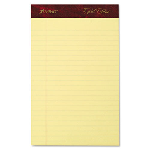 Gold Fibre Writing Pads, Narrow Rule, 5 X 8, Canary, 50 Sheets, 4-pack