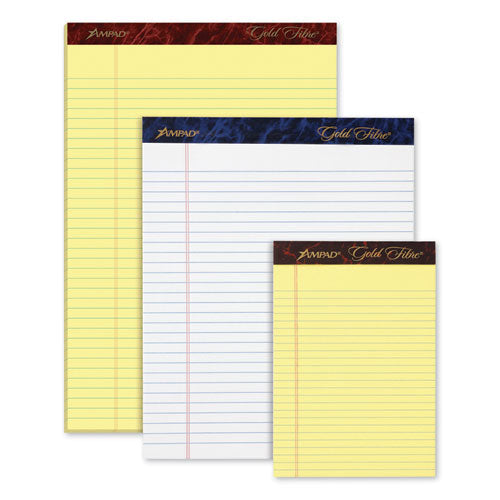 Gold Fibre Quality Writing Pads, Narrow Rule, 50 Canary-yellow 8.5 X 14 Sheets, Dozen