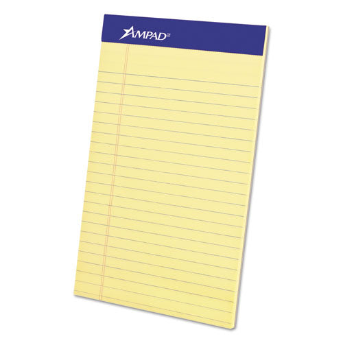 Perforated Writing Pads, Wide-legal Rule, 50 Canary-yellow 8.5 X 14 Sheets, Dozen