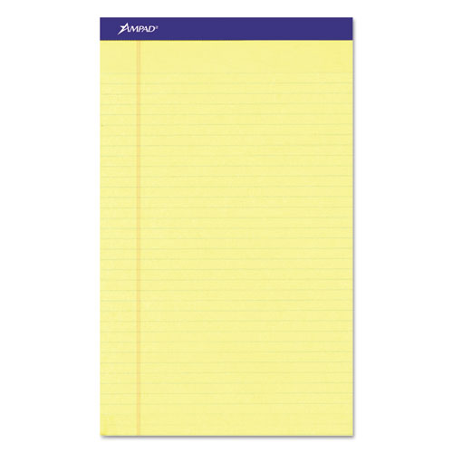 Perforated Writing Pads, Wide-legal Rule, 8.5 X 14, Canary, 50 Sheets, Dozen