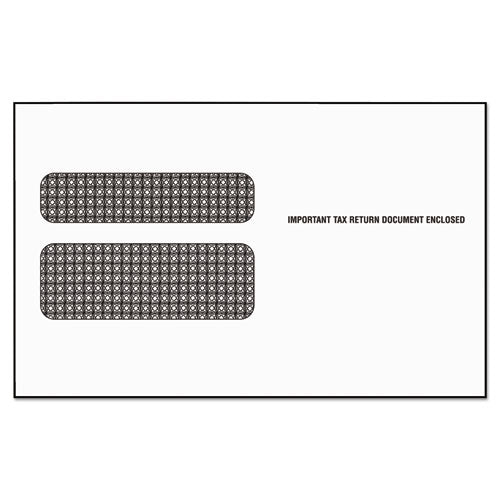 W-2 Laser Double Window Envelope, Commercial Flap, Self-adhesive Closure, 5.63 X 9, White, 50-pack