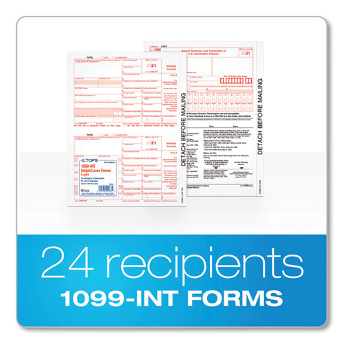 1099-int Tax Forms, Five-part Carbonless, 5.5 X 8, 2-page, 24 Forms