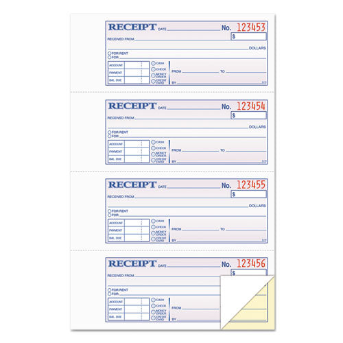 Money And Rent Receipt Books, 2-3-4 X 7 1-8, Two-part Carbonless, 400 Sets-book