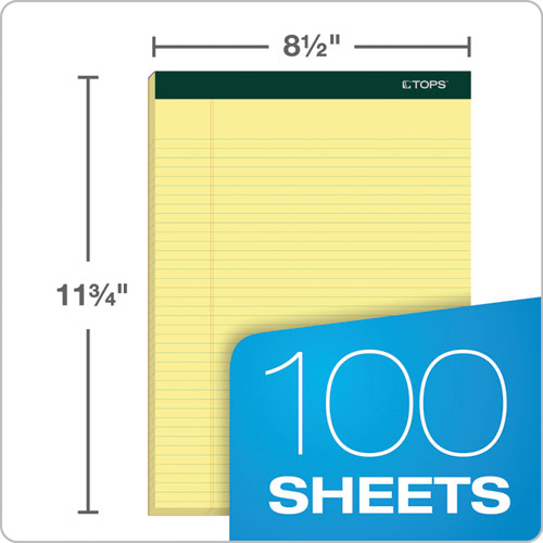 Double Docket Ruled Pads, Narrow Rule, 8.5 X 11.75, Canary, 100 Sheets, 6-pack