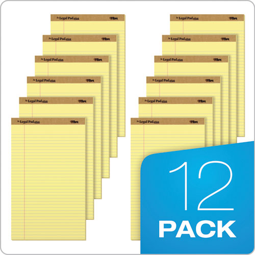 "the Legal Pad" + Perforated Pads, Wide-legal Rule, 8.5 X 14, Canary, 50 Sheets, Dozen