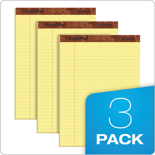 "the Legal Pad" Perforated Pads, Wide-legal Rule, 8.5 X 11, Canary, 50 Sheets, 3-pack