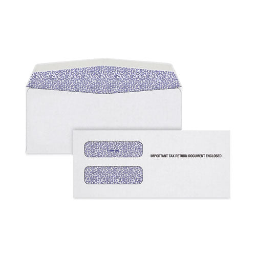 1099 Gummed Security Tinted Double Window Envelope, Commercial Flap, Gummed Closure, 3.75 X 8.75, White, 100-pack
