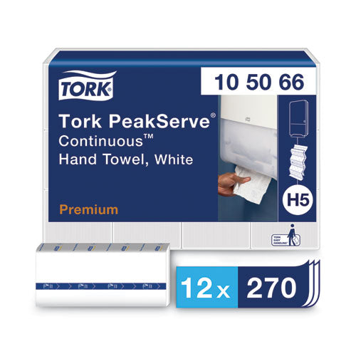 Peakserve Continuous Hand Towel, 7.91 X 8.85, White, 270 Wipes-pack, 12 Packs-carton