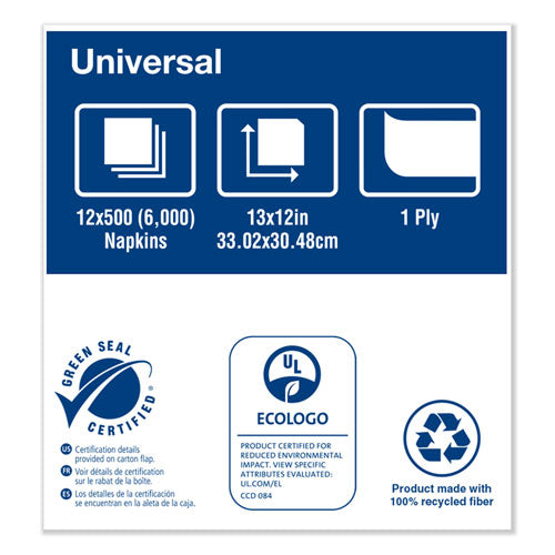 Universal Masterfold Dispenser Napkins, 1-ply, 13" X 12" Natural, 6000-ct