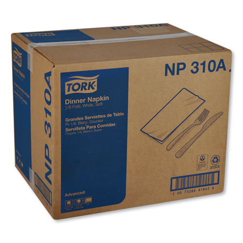Advanced Dinner Napkins, 2 Ply, 15" X 16.25", 1-8 Fold, White, 375-packs, 8 Packs-carton