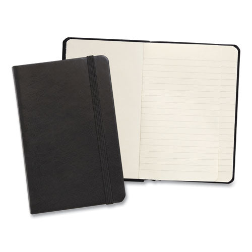 Flexible-cover Business Journal, Narrow Rule, Black Cover, 3.5 X 5.5, 128 Sheets