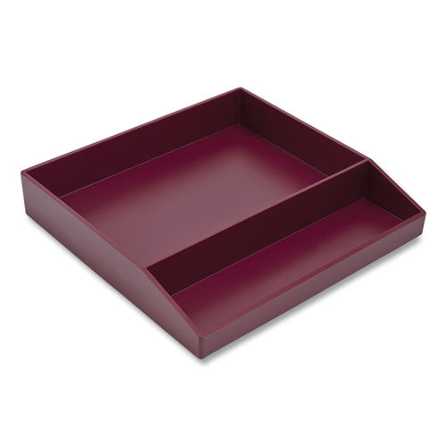 Divided Stackable Plastic Tray, 2-compartment, 9.44 X 9.84 X 1.77, Purple